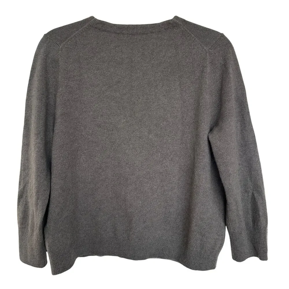 J.Crew Women's Vintage 100% Cashmere Brown V-Neck Cardigan, Size L, Flawed - Picture 2 of 7